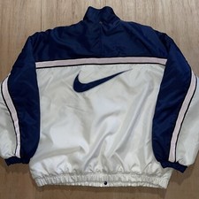 Vintage 90s Nike Center Swoosh Quilt Insulated Blue White Jacket Size XXL