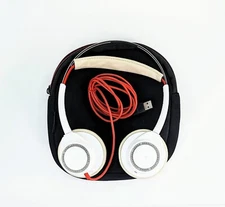 Plantronics Blackwire 7225 Wired USB A Headset White Duel Ear Stereo Red Cord