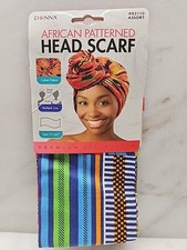Donna African Patterned Head Scarf 13" x 60" Cotton Fabric