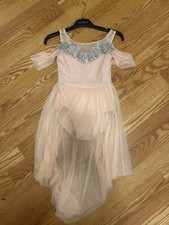 WORN ONCE  Girls IC Weissman Pink Dance Costume Style 12377 with Silver Appliqu 