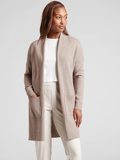 Athleta Taupe Cashmere Wool Spirit Wrap 