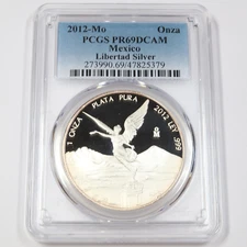 2012 Mo PCGS PR69 DCAM - MEXICO - 1 oz Silver Libertad Un Onza #44555A