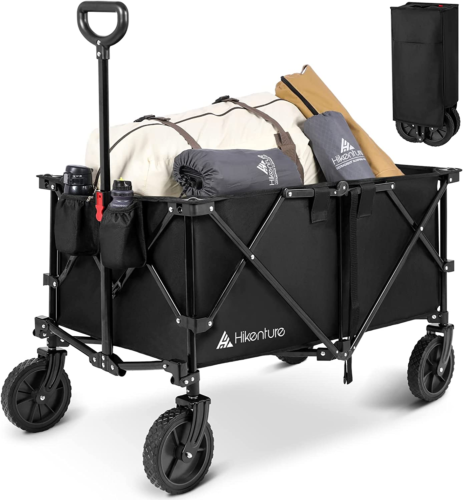 Hikenture Folding Wagon Cart, Portable Large Capacity Beach Wagon, Heavy Duty Ut - Picture 1 of 7