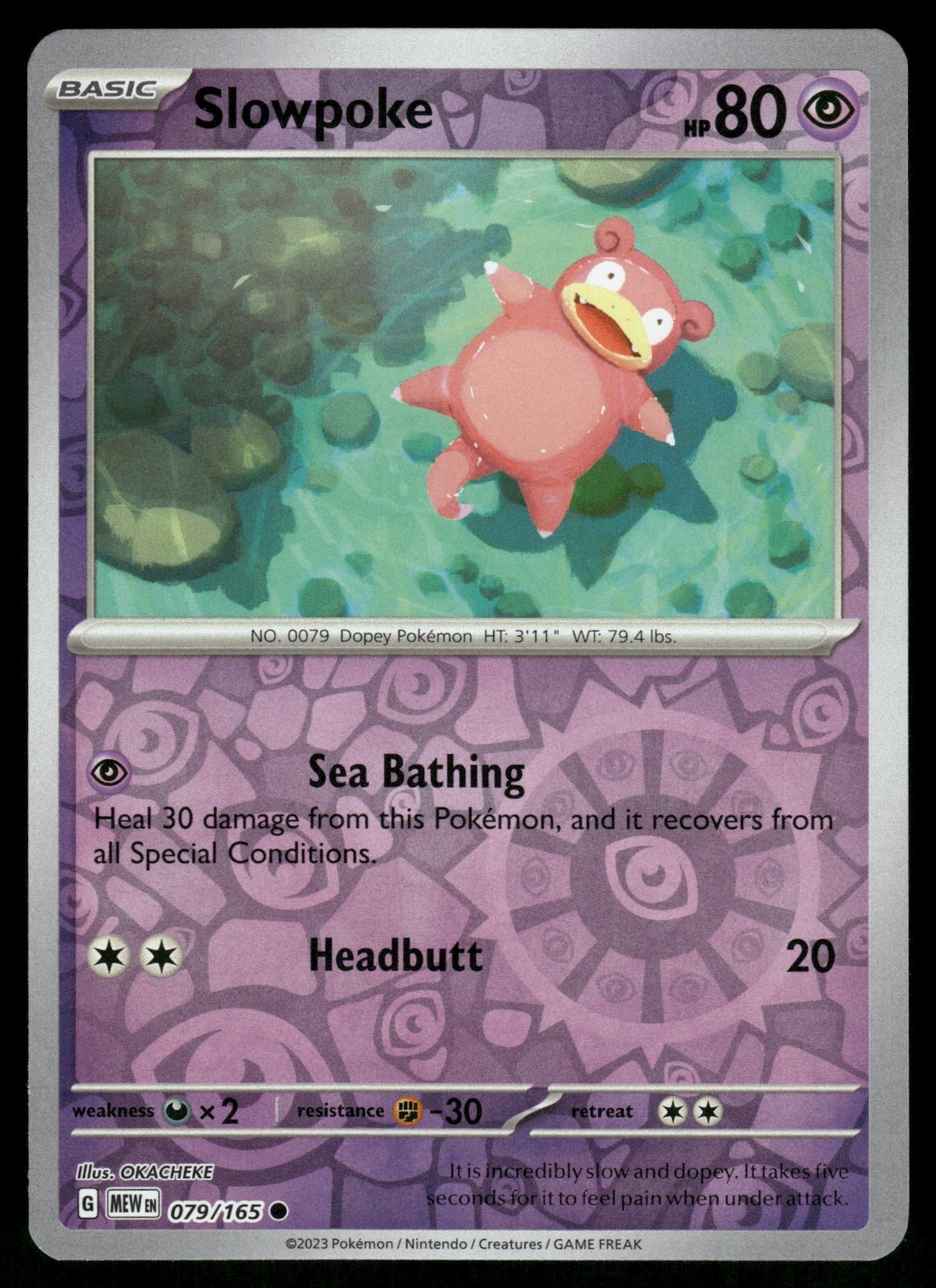 Slowpoke Reverse Holo NM 079/165 Scarlet & Violet 151 Pokemon Card