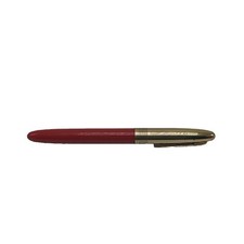 Penna stilografica Wearever vintage rossa con bordo oro placcato oro riempimento a leva