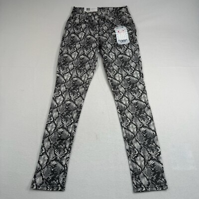 Seven 7 Jeans Womens 4 Black White Tummyless Skinny High Rise Snake Skin NWT