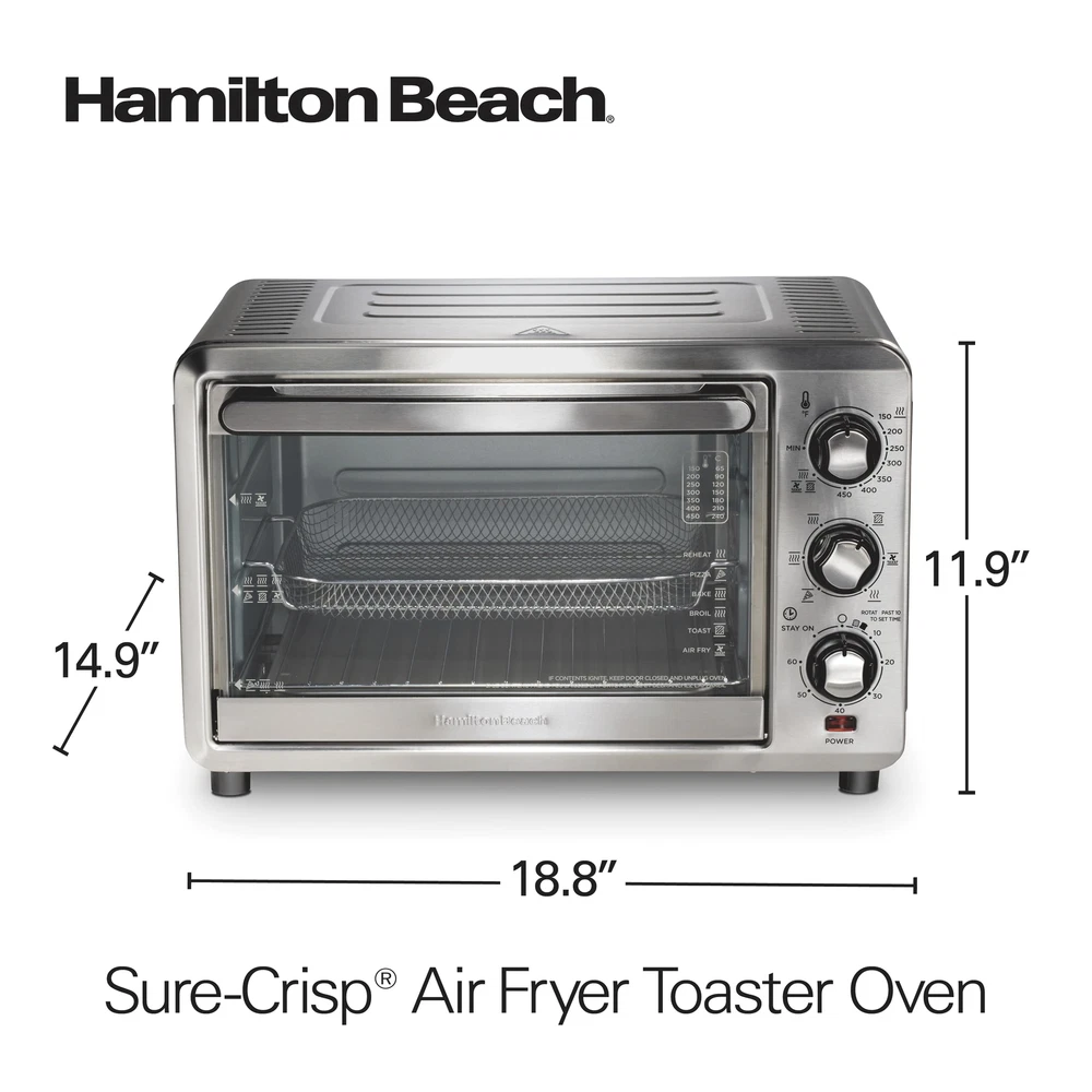 6-Slice Stainless Steel Air Fryer Toaster Oven with Large Capacity