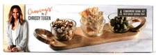 Cravings By Chrissy Teigen 4 Piece Condiment Bowl Set With Wood Serving Tray