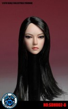 SUPER DUCK 1/6 SDH002B Asian Girl Black Long Hair Head Sculpt Fit 12" PH Body