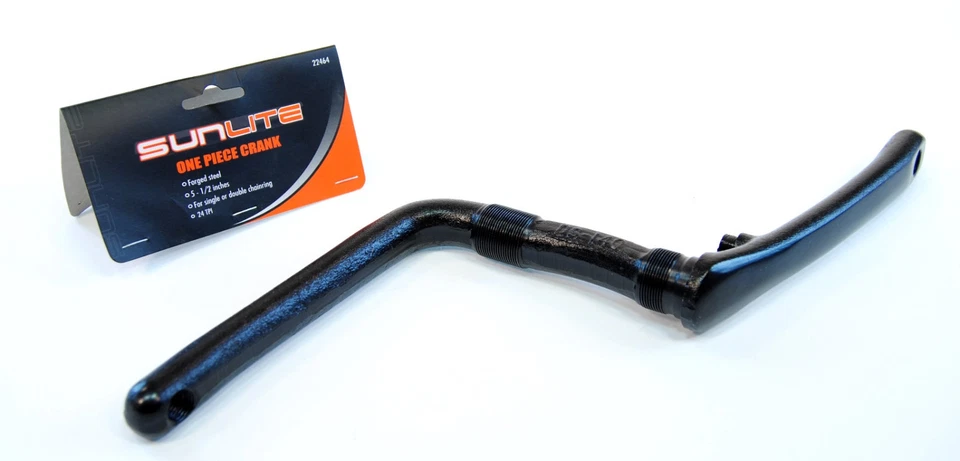 Brazos de manivela de bicicleta de una pieza 140 mm x 24 TPI negros Foto 2 de 4