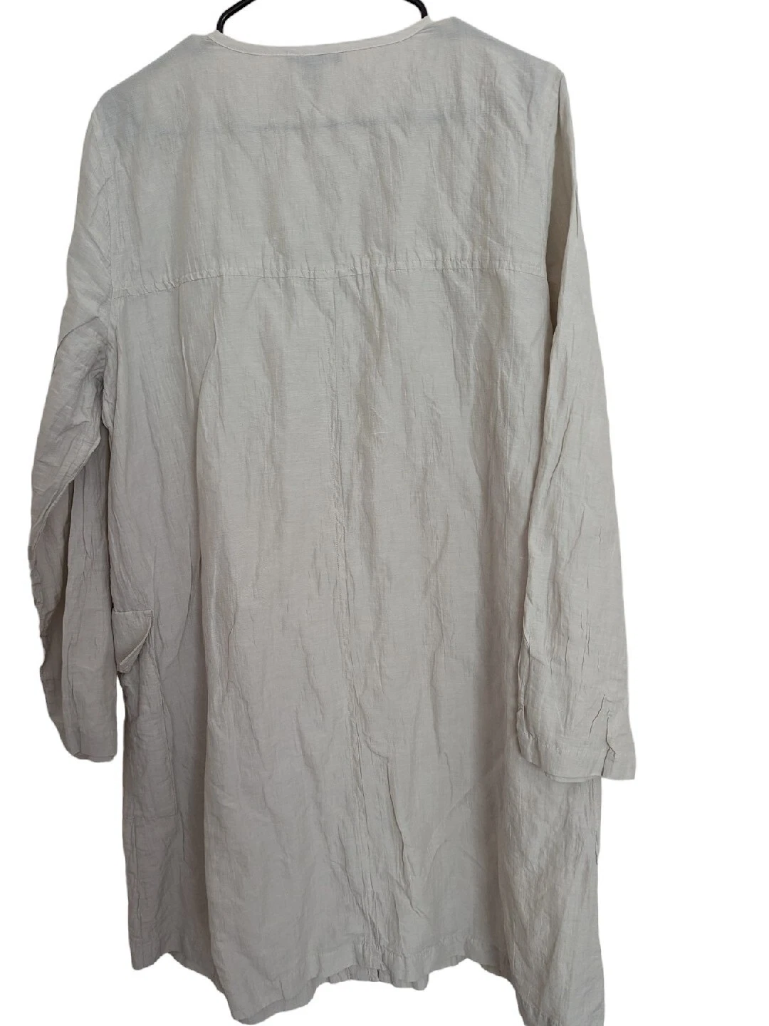 OFF WHITE Eileen Fisher Cappotto Abito Cotone Metallica Off White Snap Front Stropicciato Medium
