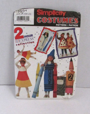 Simplicity #7921 Candy Corn Toothpaste Pizza Pie Slice Crayon Sz S - L - UNCUT