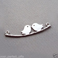 10 pcs Two-Birds Pendant Charm Connector Silver Plated AC067