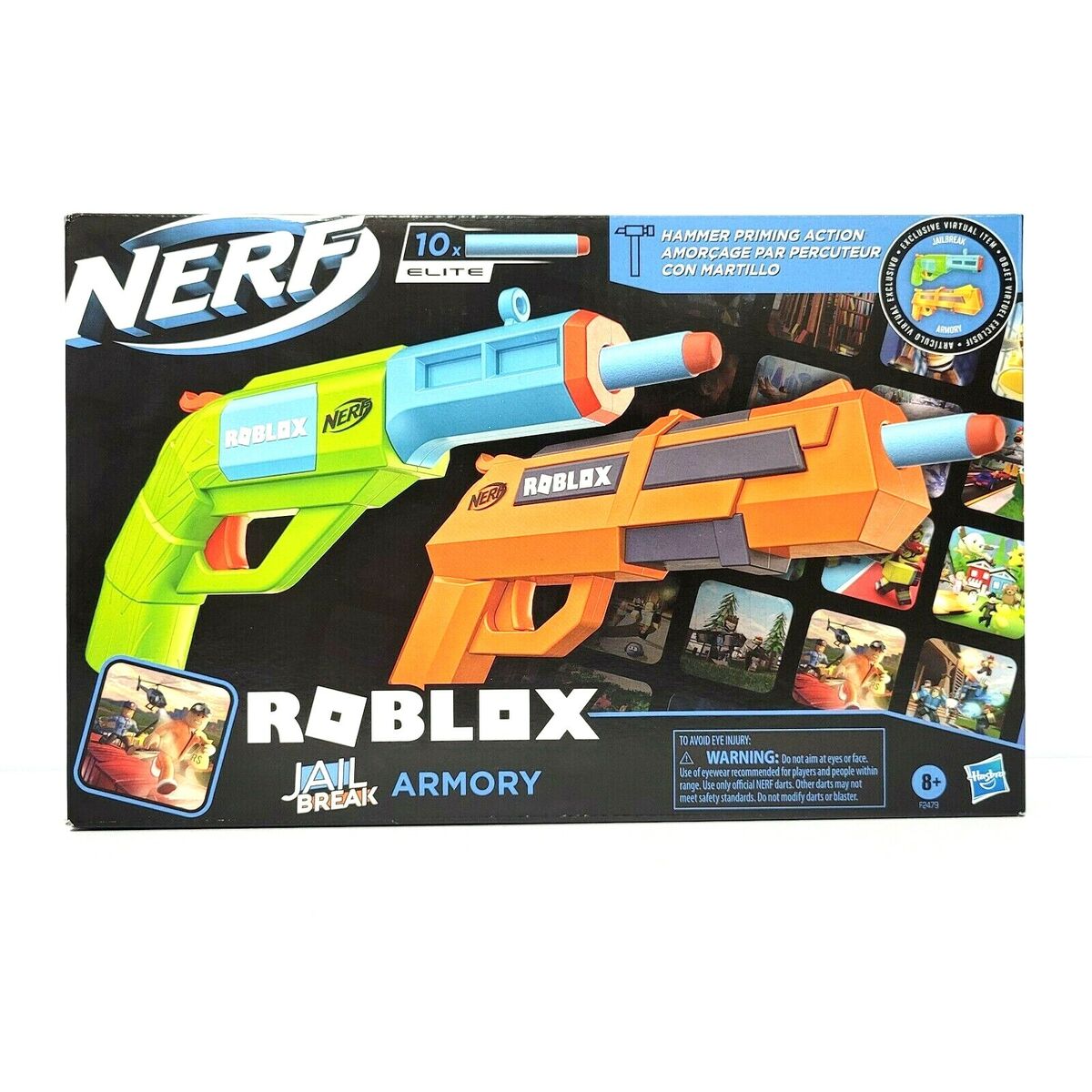 NERF Roblox Jailbreak Armor Includes 2 Hammer Action Blasters Ages 8+ Toy  Gun