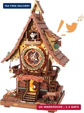 ROKR 3D Wooden Puzzles for Adults, Cuckoo Clock Model Kit, Room Home Decor DIY W