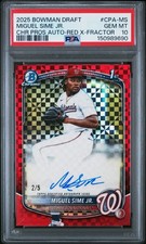 2025 Bowman Draft Miguel Sime Jr 1st Chrome Red Xfractor Auto /5 - PSA 10 POP 1