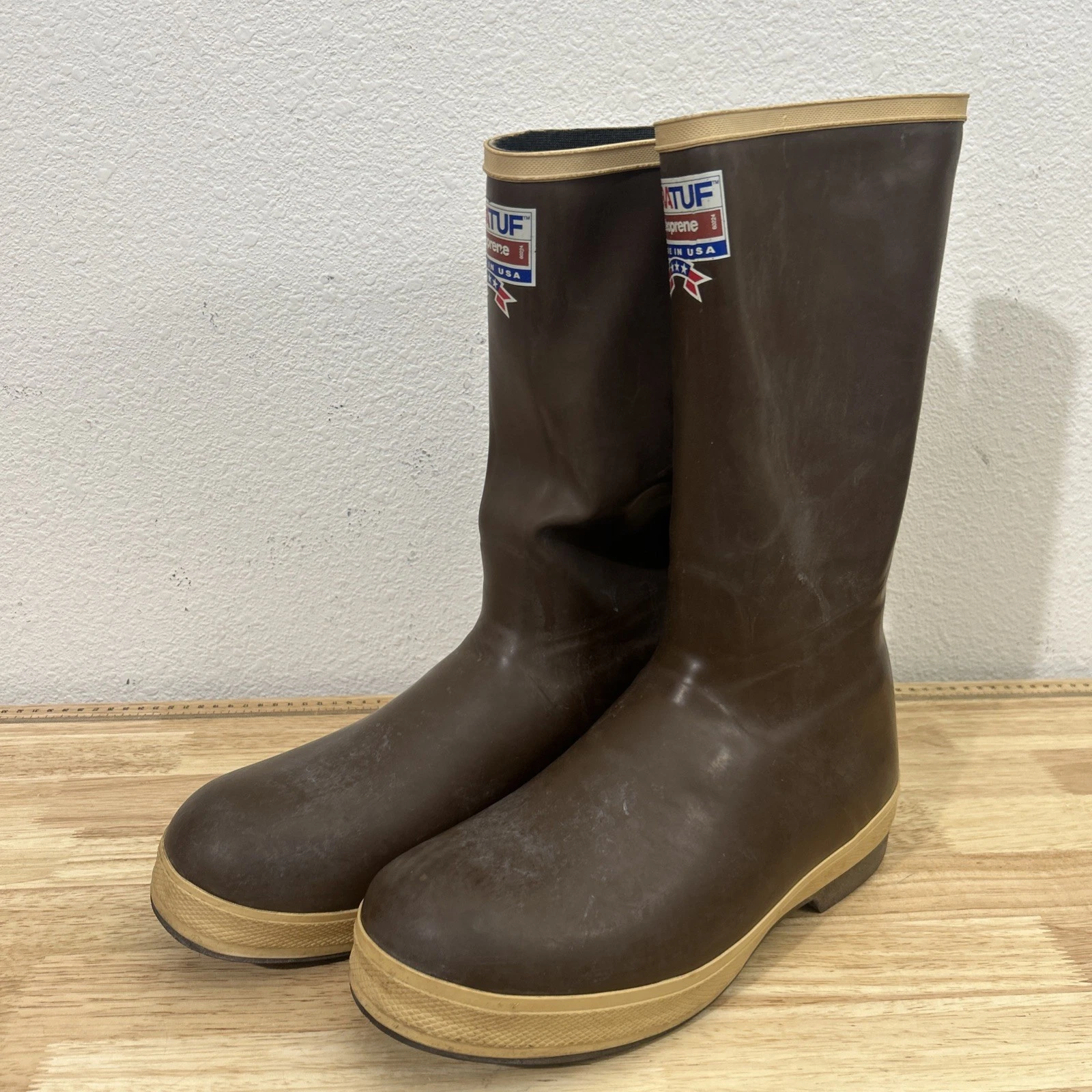 Xtratuf Neoprene Boots Mens 11 Brown Slip On 15" Waterproof Slip Resistant USA