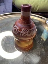 Mini Vintage  hand-painted Mexican clay pitcher,Tonala or  Mexican folk art