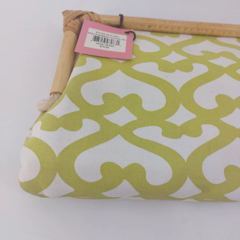 Donna Dixon Lime Green Clutch Bamboo Magnetic Bag - Image 4 of 4