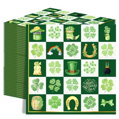 100 Pcs St. Patricks Day Paper Napkins,Green Shamrock Disposable Napkins for ...