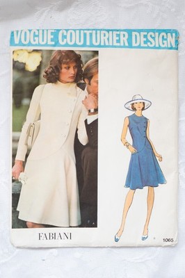 1065 Vtg VOGUE Couturier Design FABIANI sz 16 Misses Dress Pattern-UNCUT w/Label