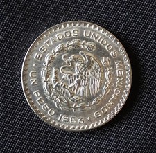 ( USA ) , Mexico Silver coin   , 1 Peso , Year : 1963 .