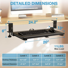 Adjustable Keyboard Tray under Desk Small Pull-Out Computer Keyboard Drawer 20”
