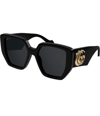 Gucci  Women Square Oversized Sunglasses Black Frame Grey Lenses