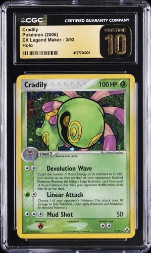 2006 POKEMON EX LEGEND MAKER CRADILY #3/92 HOLO RARE CGC 10 PRISTINE