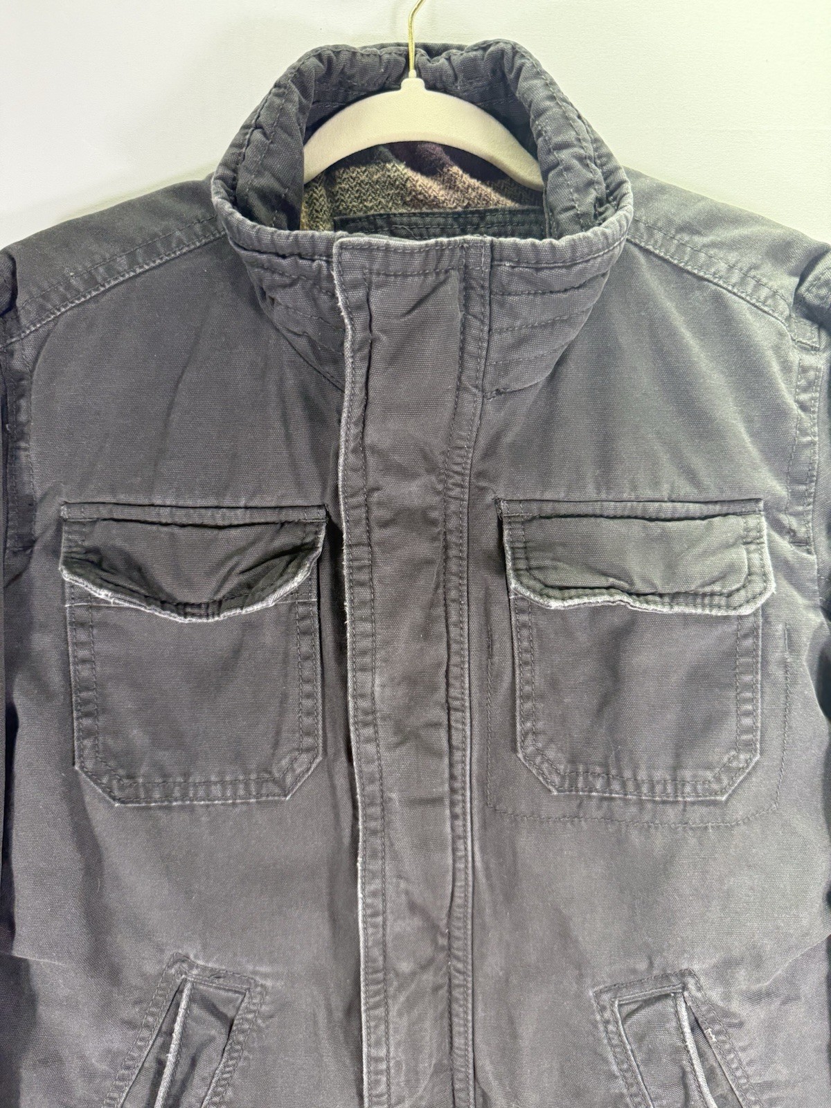 American Eagle Utility Jacket Size Small Gray Hoo… - image 2