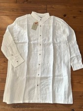Ichi Antiquites Linen Long Shirt Free Size White Collared Unused From Japan