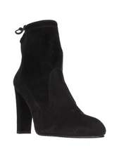 STUART WEITZMAN Womens Black Wren Round Toe Block Heel Leather Booties 10 M