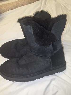 UGG Australia Black Suede Shearling Lined Mid-Calf Pull-On Boots Women US 9