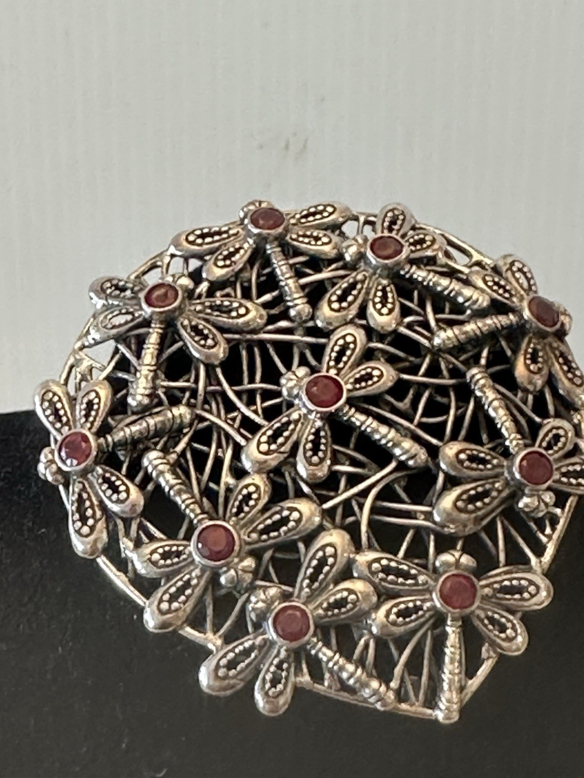 925 STEERLING 30 GR SILVER DRAGONFLY RUBY MARCASI… - image 4