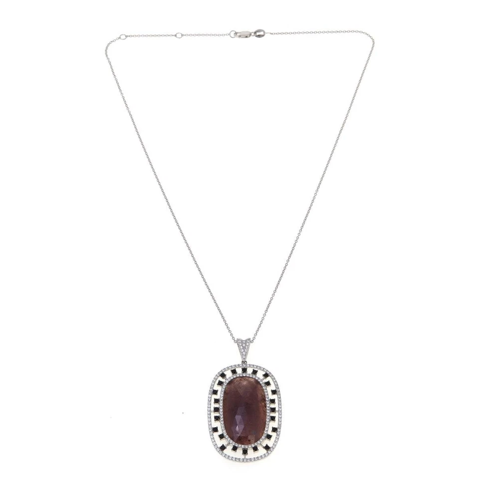 Rarities Sterling Silver Freeform Ruby, Zircon, Black Spinel Pendant Necklace - Image 2 of 3
