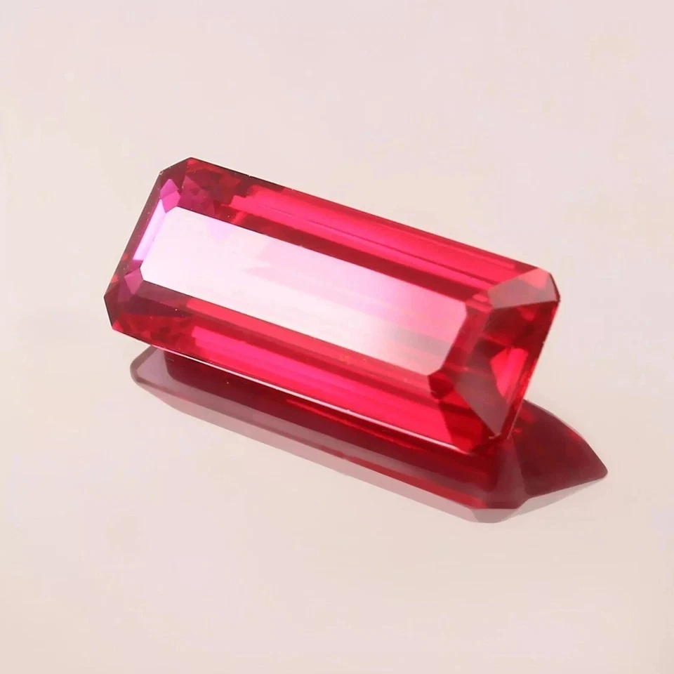 Natural 50.25 Ct Unheated Mozambique Pigeon Red Ruby Long Emerald Cut Gemstone - Image 2 of 3