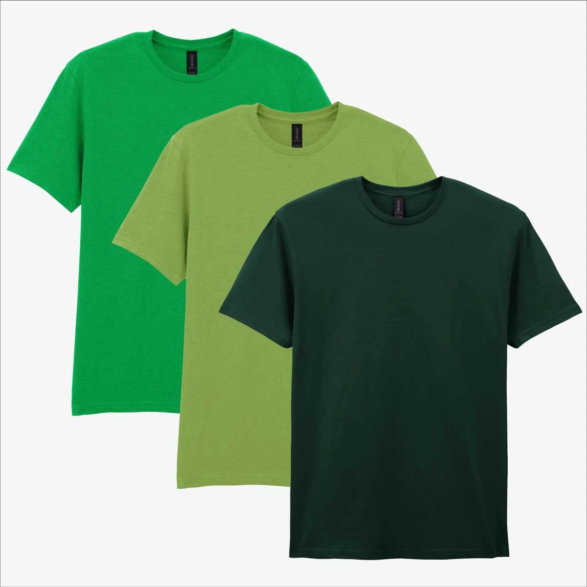 Gildan Softstyle Mens T-Shirt 3 Pack | Green Collection Olive Khaki Lime Tops