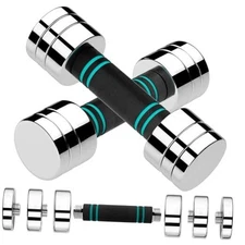  Steel Adjustable Dumbbell Set of 2, 5/10/15lb Free Weights Dumbbells 5lbx2