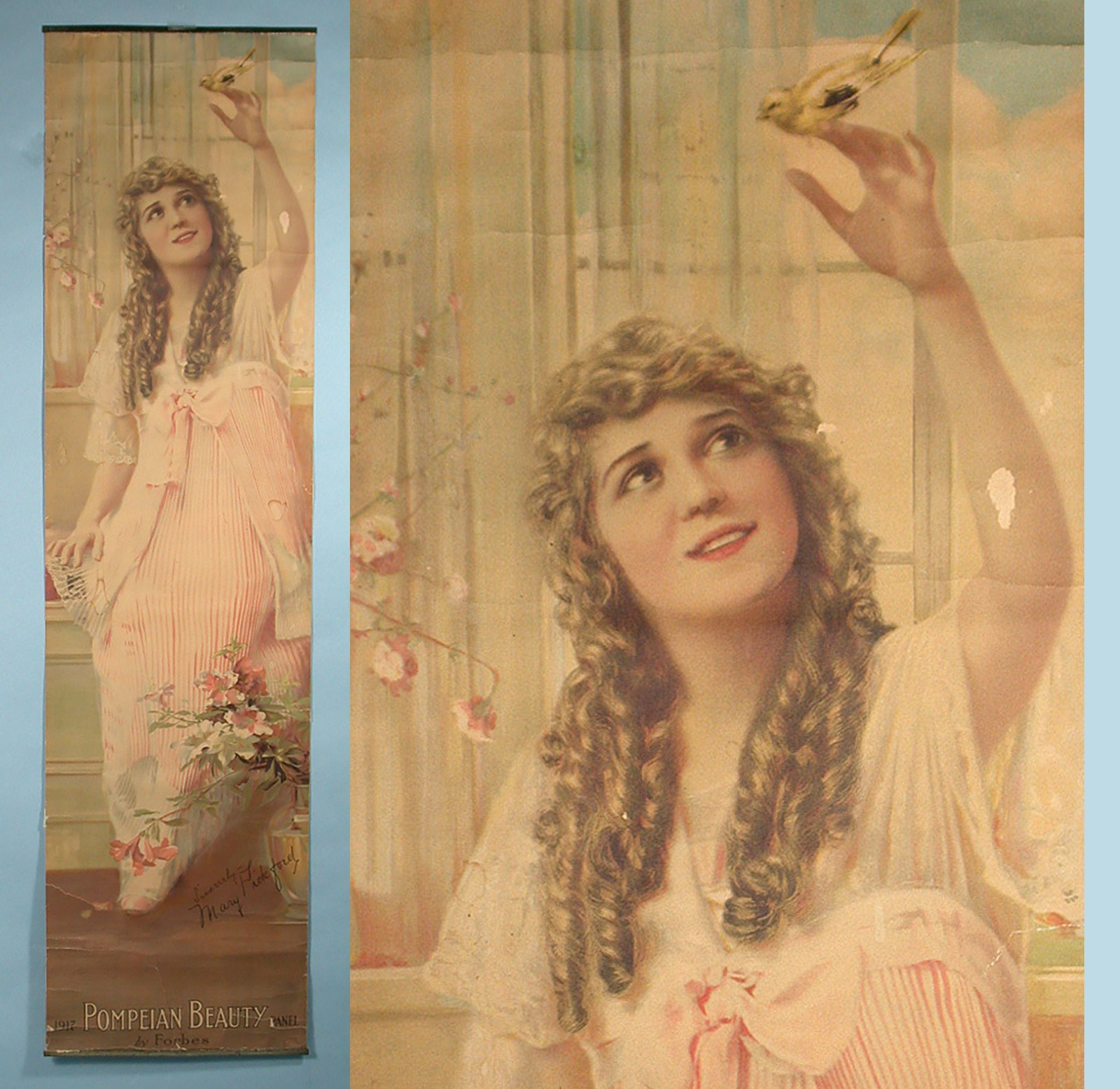 1917 Mary Pickford Art Calendar Pompeian Beauty Products Mail Premium Movie Star