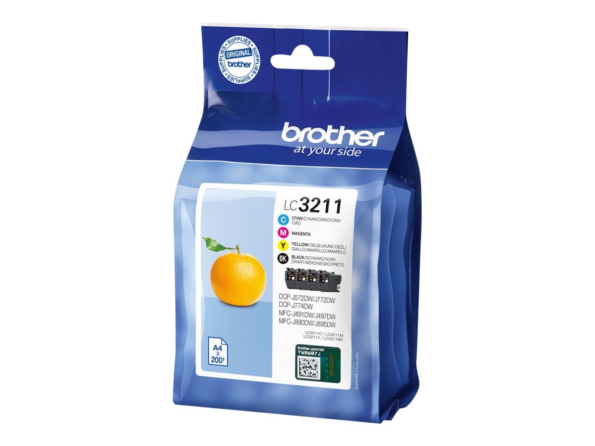 Brother LC-3211 pack 4 cartouches d'encre imprimante jet d'encre couleur et noir
