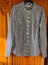 Boden ruffled cotton poplin shirt 18 - ivory block tile - black & ivory