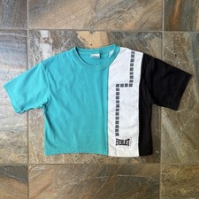 Vintage Everlast Colorblock Crop Top Teal Bla...