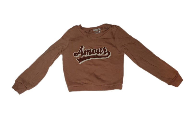 Girl's Forever Me Almond "Amour" Pullover Sweatshirt. Size 4