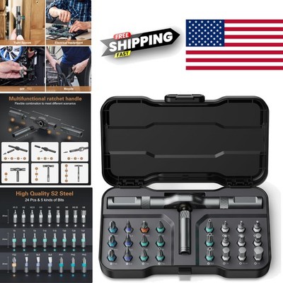 24 in 1 Magnetic Screwdriver Set with Ergonomic Ratchet Handle for DIY Projects
