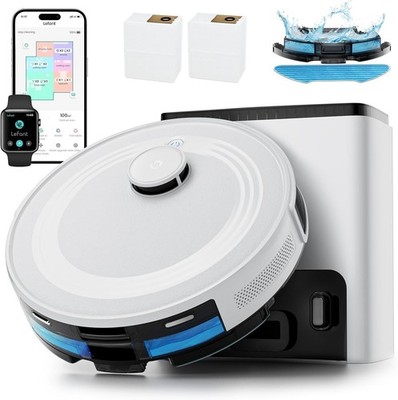 LiDAR Robot Vacuum and Mop,45-Day Self-Emptying,6000Pa Powerful Suction,Custo...