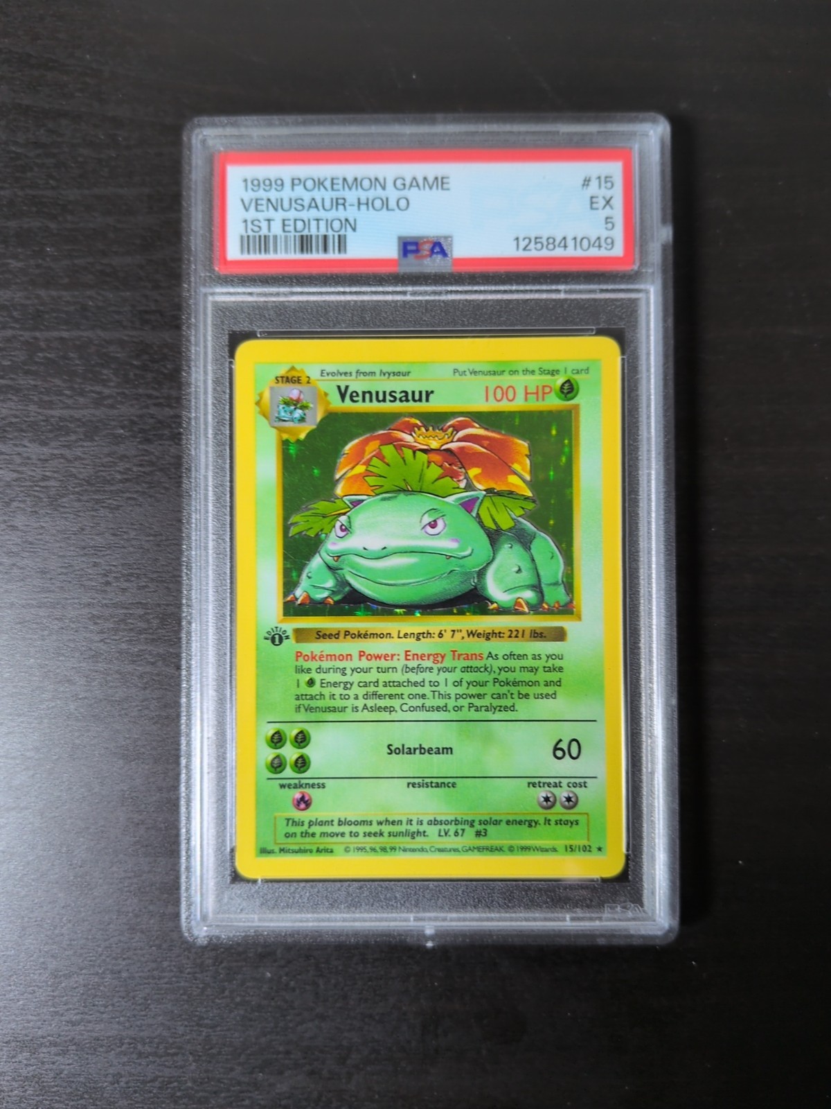 Pokemon Venusaur Holo 1999 Shadowless Base Set 1st Edition #15 PSA 5 EX