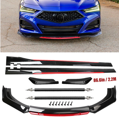 Front Bumper Lip Spoiler Splitter Side Skirt Glossy Black For Acura Integra