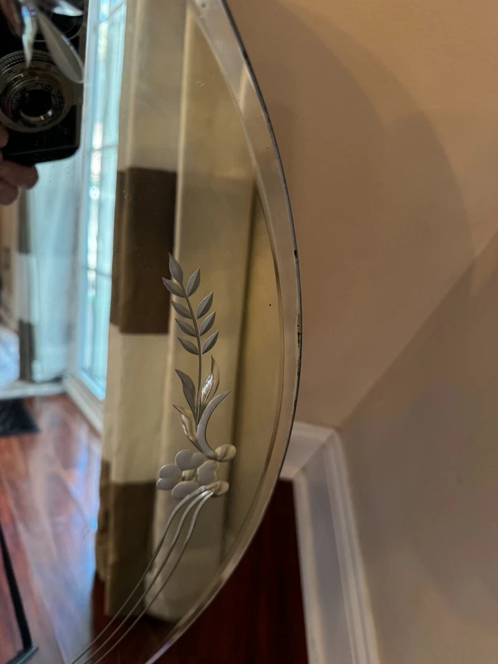 Absolute Best Vintage Grabado Floral Espejo Redondo Foto 2 de 4