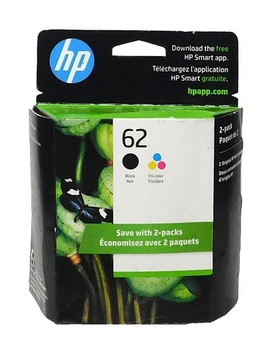 HP 62/N9H64FN Black & Tri-Color Ink Cartridge for ENVY 5540/7640 - New in Box