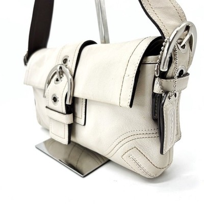 Coach Soho Leather Shoulder Bag White Silverplate Y2K Unisex Japan F/S USED